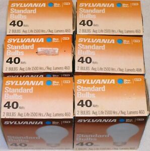 40 Watt Sylvania Standard Inside Frost A19 Incandescent Light Bulbs 6 - 2 Packs