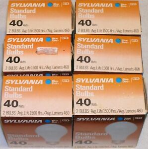 40 Watt Sylvania Standard Inside Frost A19 Incandescent Light Bulbs 6 - 2 Packs