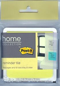 Post-it Home Collection Reminder Tile (Yellow), 3&#034; x 3&#034;, 25 Sheets