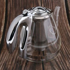 Glass Teapot With Stainless Steel Infuser &amp; Lid, Leaf Tea Pot, 37oz / 1100ml