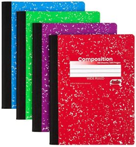 Emraw Neon Color Cover Composition Book with 100 Sheets of wide ruled white 3