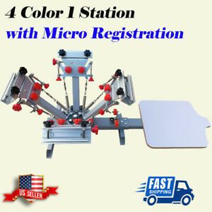 US Stock, 4 Color 1 Station Silk Screen Printing Press Machine Micro Registion