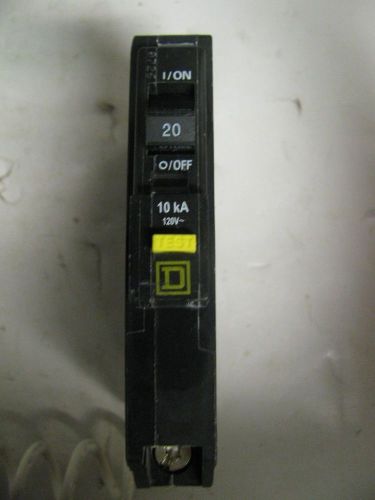Square d qo120gfi circuit breaker,20 amp,1 pole,type qo,gfci, 120v used for sale