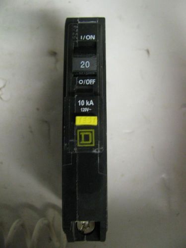 Square D QO120GFI CIRCUIT BREAKER,20 AMP,1 POLE,TYPE QO,GFCI, 120V USED