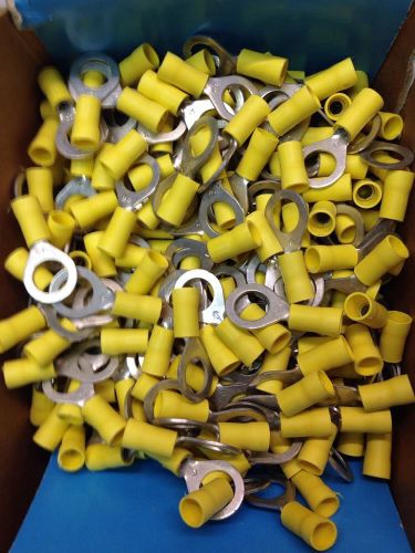 Electro-term vinyl yellow ring terminals 3/8&#034; stud qty 366 for sale