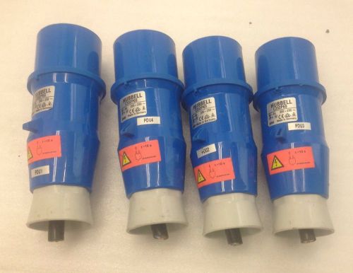 (4) hubbell c332p6s 32-6h used connector plug 200-250~ for sale