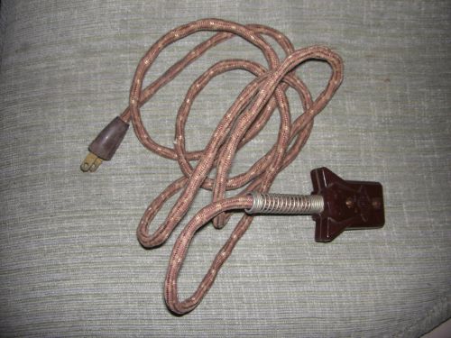 Vintage bakelite &#034;hatfield&#034; cloth  electrical power cord 10 a 125 v ac plug for sale