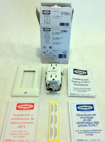 Hubbell GFCI Commercial Led 15A 125V White Outlet [GF15WLA] New In Box