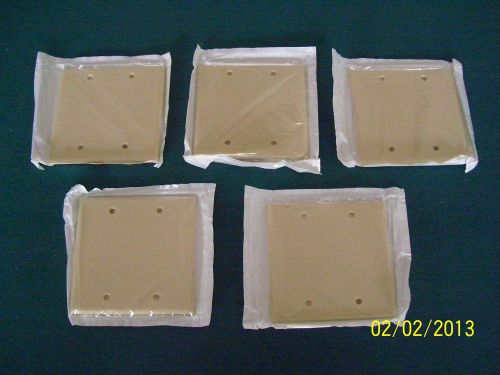 Quanity of (5) new leviton #86025 2-gang blank ivory plate for sale