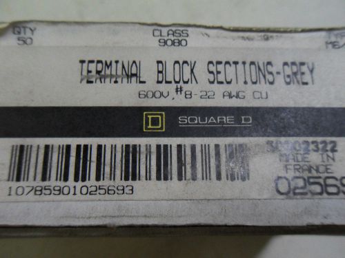 (e5) 1 new box of 50 square d 9080m6/8g terminal block sections for sale