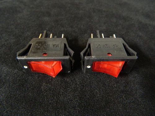 2 pack rocker switch on off mini toggle red led 12v 10 amp ec-1220rd for sale