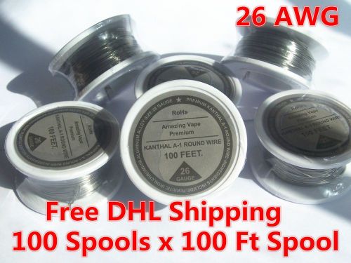 100 Spools x 100 feet Kanthal Wire 26Gauge 26AWG A1 Round,(0.40mm), Resistance !
