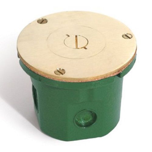 Nib lew electric 812-dfb-w/524 round floor box with brass cover receptacle for sale