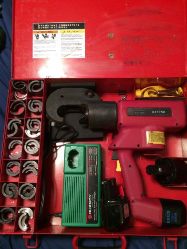 Burndy bat750-12v hydraulic battery operated crimper tool with 12 sets of dies for sale
