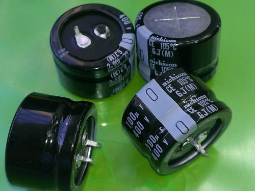 [4 pcs] 100uf 400v nichicon snap-in low profile 105&#039;c aluminum el. capacitor for sale