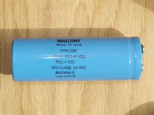 Mallory CGR 19000uF 40V large can  computer grade electrolytic capacitor