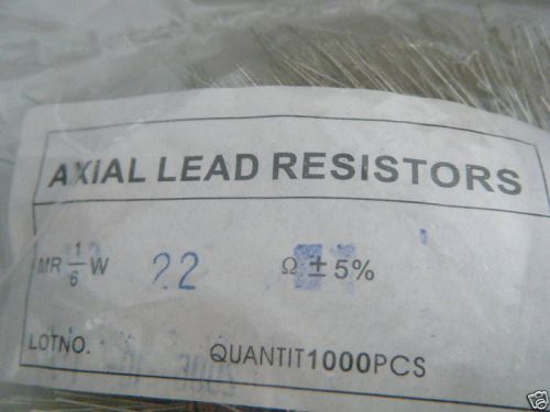 1000, 1/6W 22ohm  5% Carbon Resistor NEW