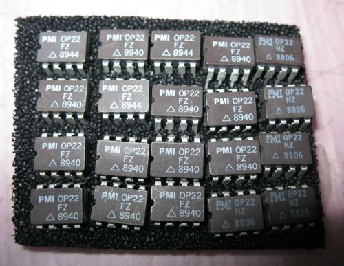 Lot of 15 pmi / analog devices op22fz &amp; 5 pcs. op22hz op-22 upower opamp for sale