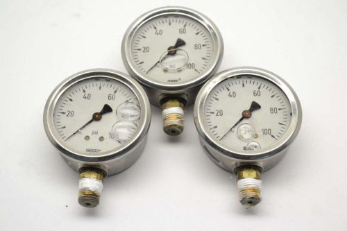 Lot 3 wika liquid 0-100psi 2-1/2in 1/4in npt pressure gauge b395016 for sale