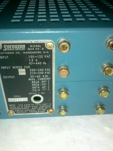 Sorensen QSA48-.8 Power Supply 105-125VAC Input 35-60VDC Output