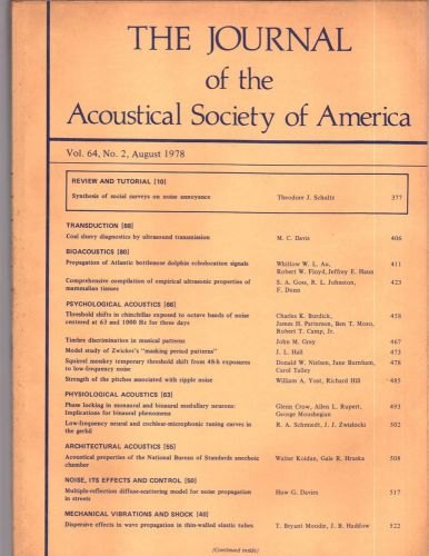 The Journal of Acoustical Society of America Vol.64 No.2, April 1978
