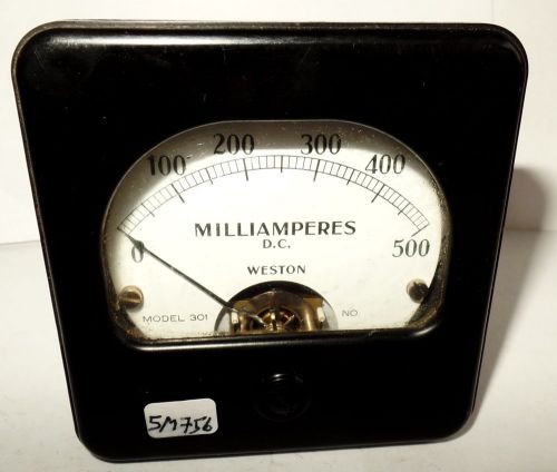 Vintage Weston DC Square Panel Ammeter Milliamps Milliamperes 0-500 Ma Meter