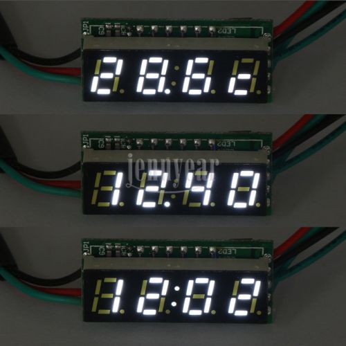 12V DC Digital Electric Clock °C Temp Volt Measure White LED Themometer Gauge