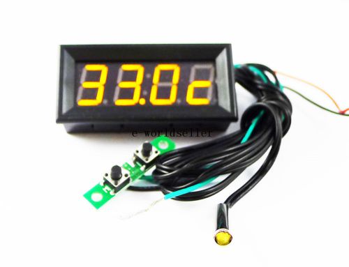 Yellow LED 0.56&#034; Digital Clock Voltmeter Thermometer 3-in-1 12V/24V