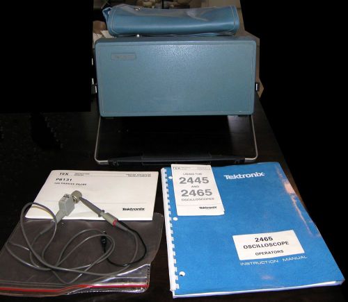 Tektronix 2465 300Mhz 4 Channel Oscilloscope with P6131 probe &amp; manual