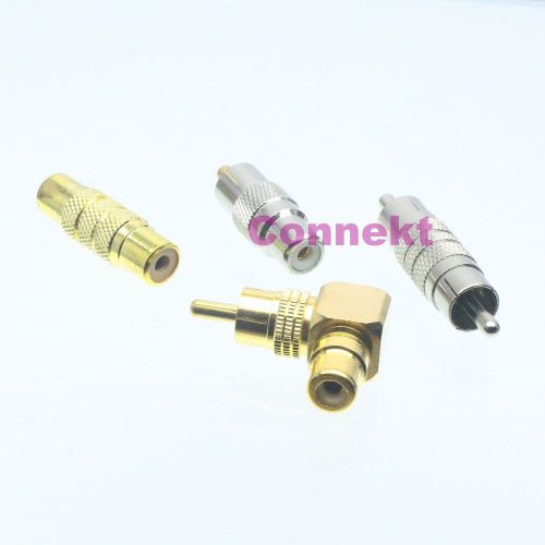 4pcs/set RCA TV male plug female jack kit 90° in series RF adapter connector