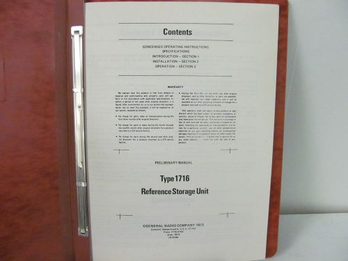 General Radio Type 1716 Reference Storage Unit Preliminary Manual w/schematics