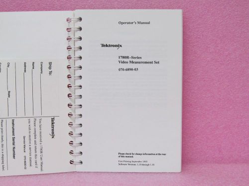 Tektronix 1780R-Series Video Measurement Set Operators Manual (9/95)
