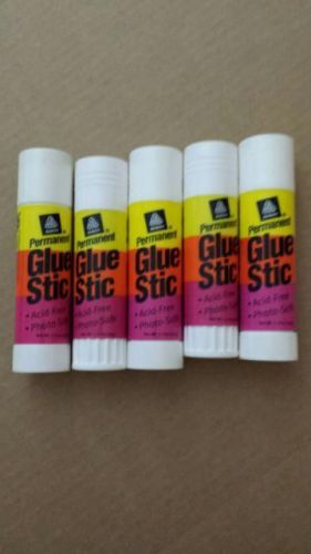 Lot of 5 avery permanent glue sticks - 1.27 oz - white for sale