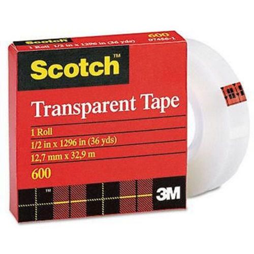 6 Rolls Scotch Transparent Tape Refill 1/2&#034; x 1296&#034; MMM 600121296