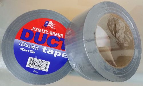 2 Rolls Silver Duct Tape 1.88 in X 60 YD made in USA WHOLESALE PRICE