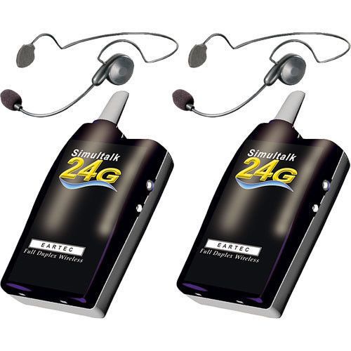 Simultalk eartec 2 simultalk 24g beltpacks with cyber headsets slt24g2cyb for sale