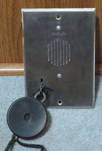 Vintage Simplex Wall Mount Speaker w Hanging Microphone 2 Way Intercom
