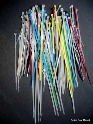 New 100 pc assorted colors size plastic zip cable ties electrical home office for sale