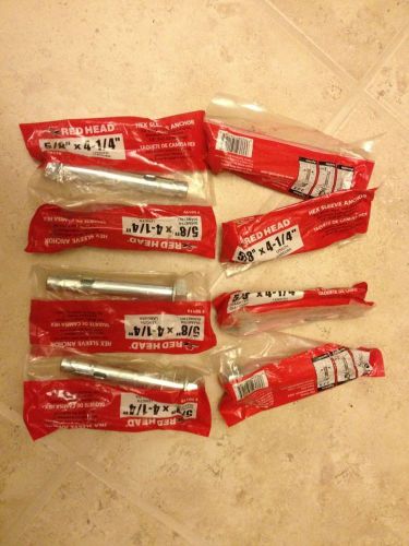 Lot Of 8 - 5/8&#034; X 4 1/4&#034; Red Head Hex Sleeve Anchors, New
