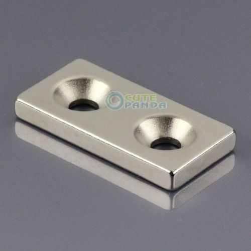 One N50 Strong Block Magnet 40mm x20mm x 5mm two Holes 5mm Rare Earth Neodymium