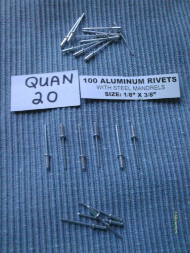 New 20 pcs ALUMINUM head steel mandrel POP RIVETS 1/8&#034; x 3/8&#034; FREE SHIPPING USA