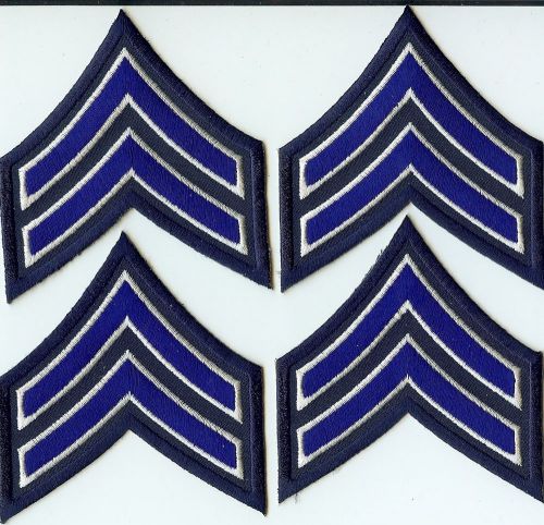 Brand New 4 Corporal Embroidered Chevron Stripes Blue White Blue Police Patch