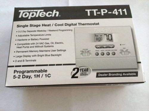 TopTech 5/2 Day Programable Thermostat - TT-P-411 HEAT / COOL - NEW top tech