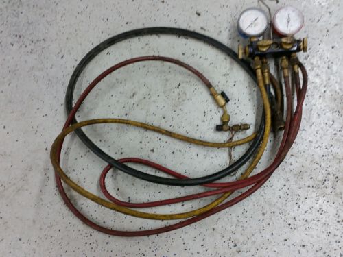 2 sets of  freon refrigerant manifold gauges  hoses ac hvac   diagnostic leak for sale