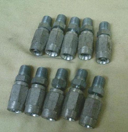 Lot of 10 reusable hose fittings male 1/4&#034; npt x -4 (1/4&#034;) hose nos for sale