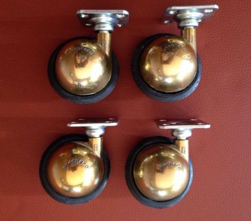 *4* vintage shepherd 2&#034; furniture brass casters wheels-saturn swivel balls for sale