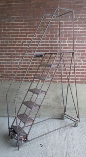 Vintage industrial metal rolling ladder/steps - loft/apartment (#5) for sale