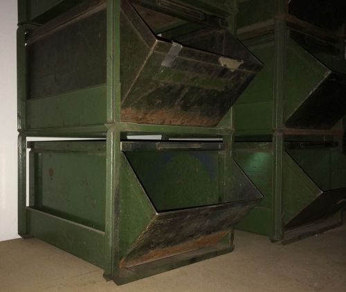 Vintage metal bin / large stackbin #4 metal box with frame industrial decor for sale