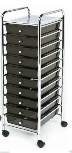 Chrome 10 drawer rolling scrapbook cart storage paper organizer caster black for sale