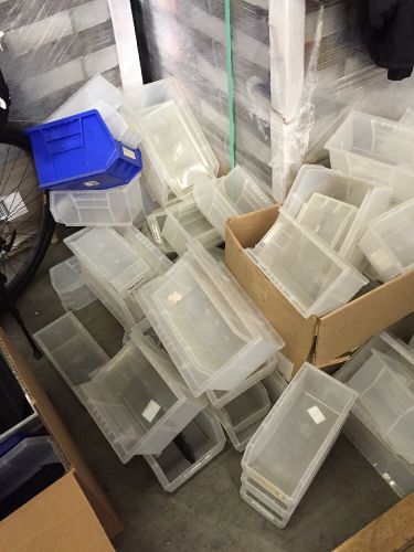 Akro Mils Clear Bins. Different Sizes.  Used Lot of About 60.